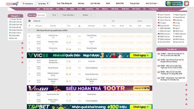 Tỷ số bóng đá được cập nhật nhanh chóng tại KQBD 247