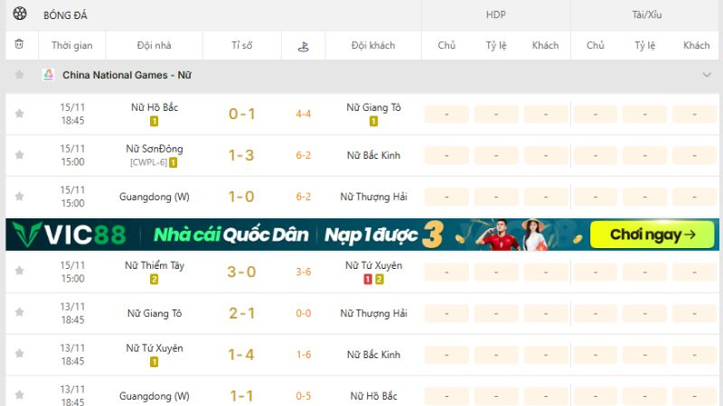 KQBD 247 cập nhật China National Games Nữ đầy đủ